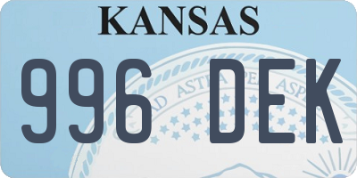 KS license plate 996DEK
