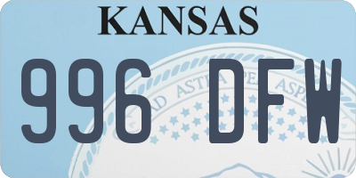 KS license plate 996DFW
