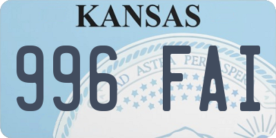 KS license plate 996FAI