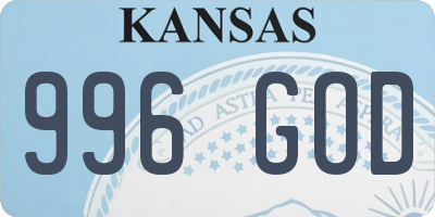 KS license plate 996GOD