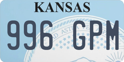 KS license plate 996GPM