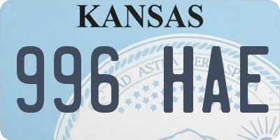 KS license plate 996HAE