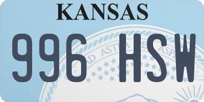 KS license plate 996HSW