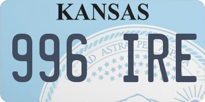 KS license plate 996IRE