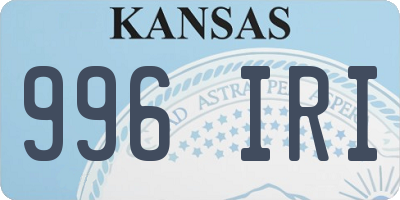 KS license plate 996IRI