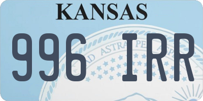 KS license plate 996IRR
