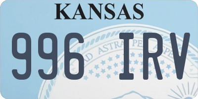 KS license plate 996IRV