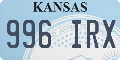 KS license plate 996IRX