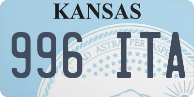 KS license plate 996ITA