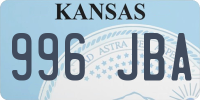 KS license plate 996JBA