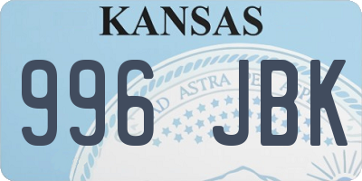 KS license plate 996JBK