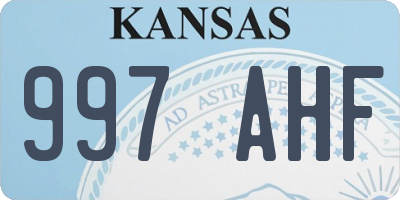 KS license plate 997AHF