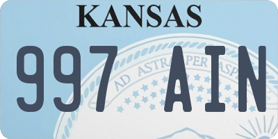 KS license plate 997AIN