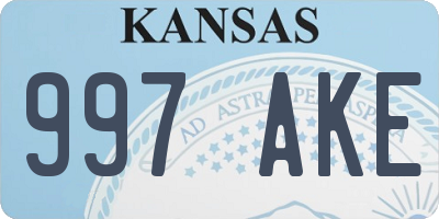 KS license plate 997AKE