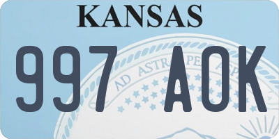 KS license plate 997AOK