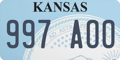 KS license plate 997AOO