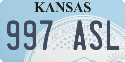 KS license plate 997ASL