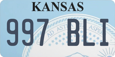 KS license plate 997BLI