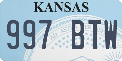 KS license plate 997BTW
