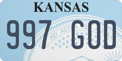 KS license plate 997GOD