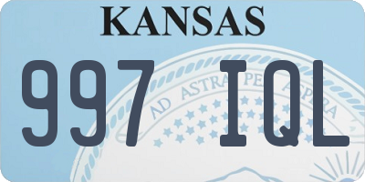 KS license plate 997IQL