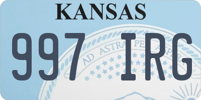 KS license plate 997IRG