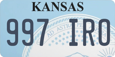 KS license plate 997IRO