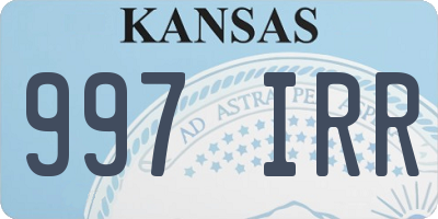 KS license plate 997IRR