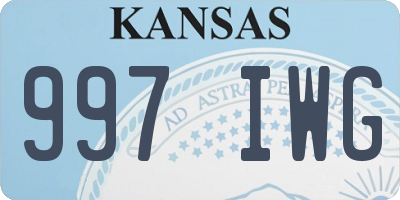 KS license plate 997IWG
