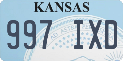 KS license plate 997IXD