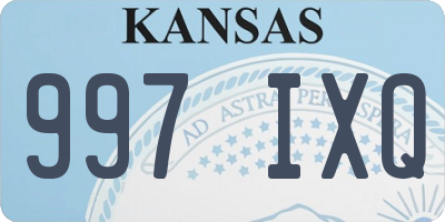 KS license plate 997IXQ
