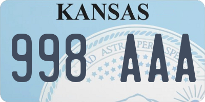 KS license plate 998AAA