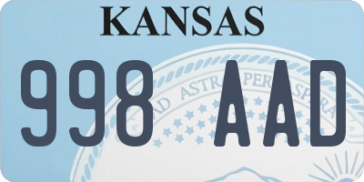 KS license plate 998AAD