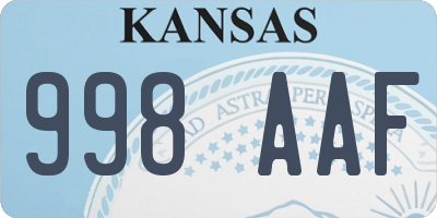 KS license plate 998AAF