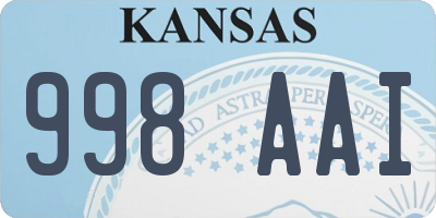 KS license plate 998AAI