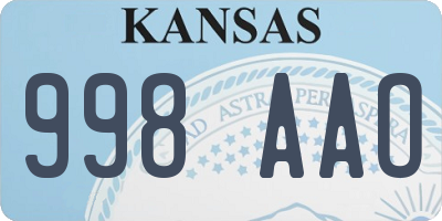 KS license plate 998AAO