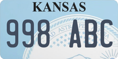KS license plate 998ABC