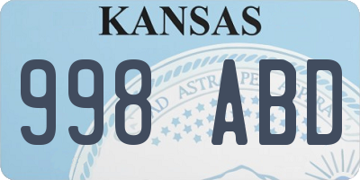 KS license plate 998ABD