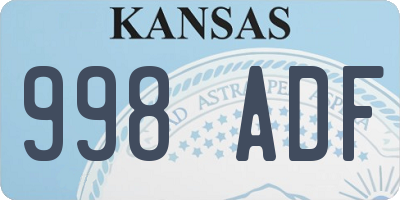 KS license plate 998ADF