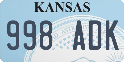 KS license plate 998ADK