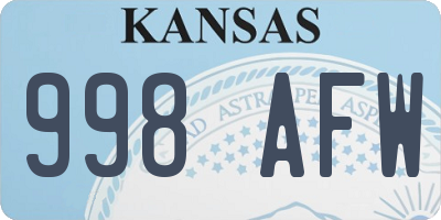 KS license plate 998AFW