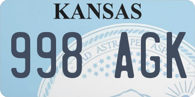 KS license plate 998AGK