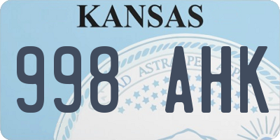 KS license plate 998AHK