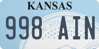 KS license plate 998AIN