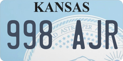 KS license plate 998AJR