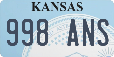 KS license plate 998ANS