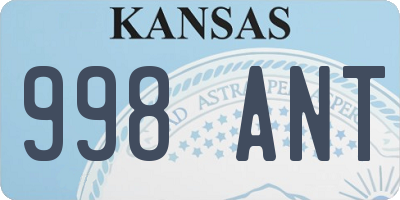 KS license plate 998ANT