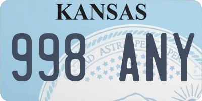 KS license plate 998ANY