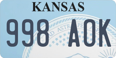 KS license plate 998AOK