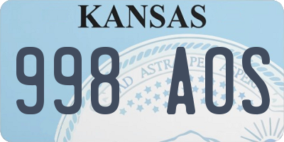 KS license plate 998AOS